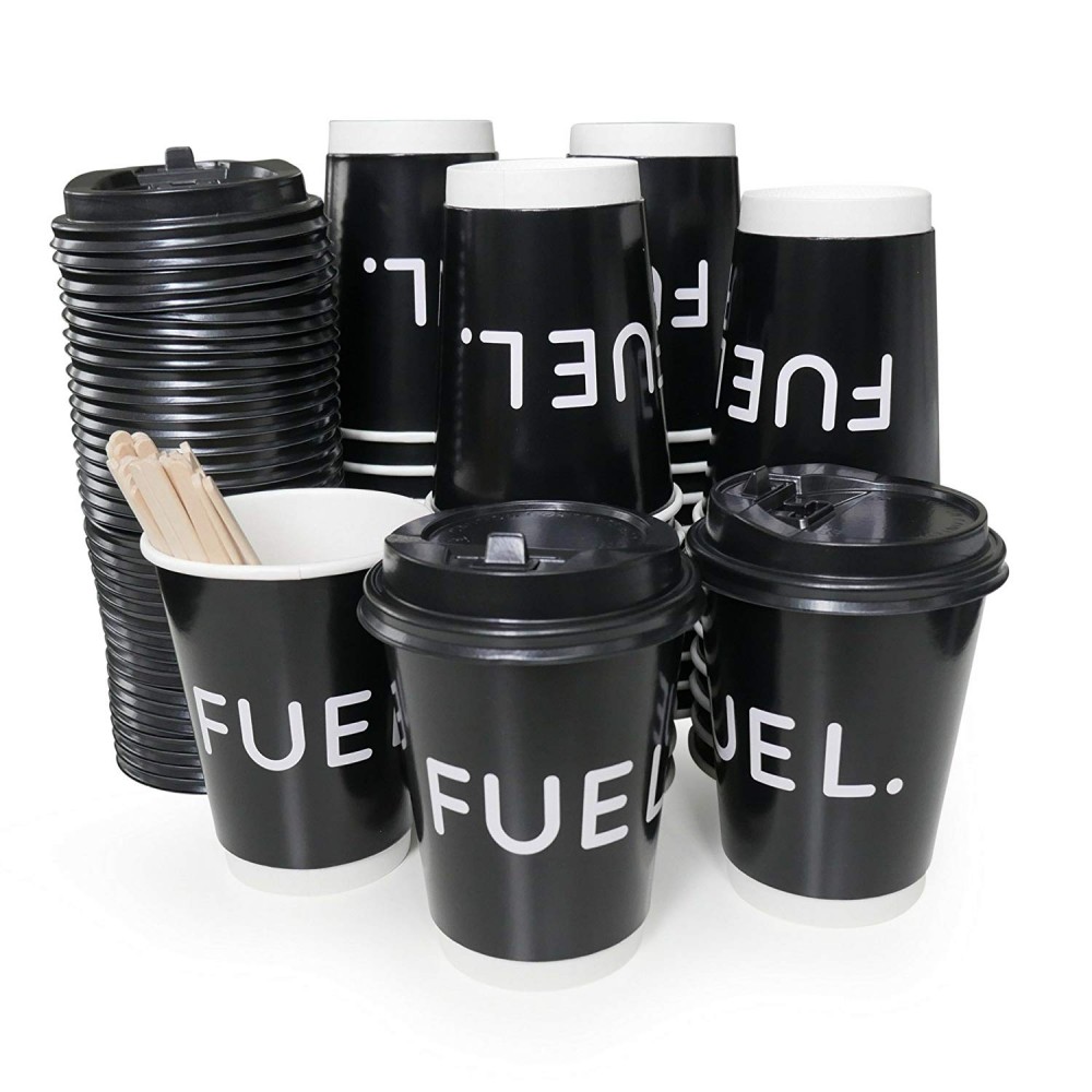 FUEL Paper Cup Pack - Includes Cups Lids & Stirrers x 40